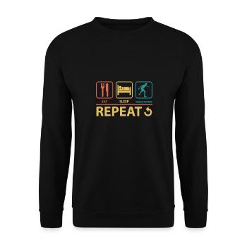 Manger dormir Tennis de table Répéter Vintage Drôle - Sweat-shirt Unisexe - noir - Devant - Alina (178cm) & Michal (187cm)
