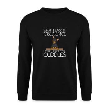 Miniature Pinscher Rehpinscher Min Pin Dog - Unisex Sweatshirt - black - Front - Alina (178cm) & Michal (187cm)