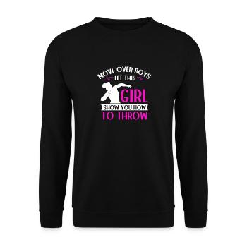 Kugelstoßen Werfen Leichtathletik - Unisex Pullover - Schwarz - Vorne - Alina (178cm) & Michal (187cm)