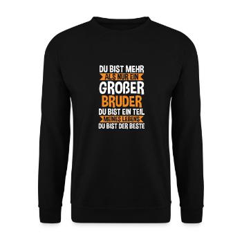 Familienmotiv Bruder - Unisex Pullover - Schwarz - Vorne - Alina (178cm) & Michal (187cm)
