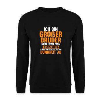 Familienmotiv Bruder - Unisex Pullover - Schwarz - Vorne - Alina (178cm) & Michal (187cm)