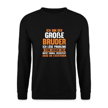Familienmotiv Bruder - Unisex Pullover - Schwarz - Vorne - Alina (178cm) & Michal (187cm)
