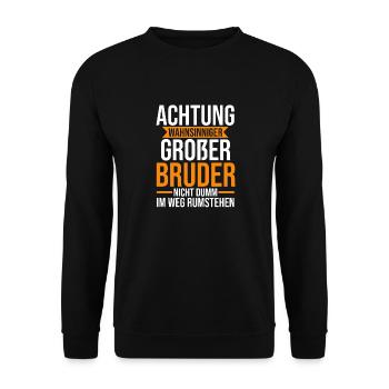 Familienmotiv Bruder - Unisex Pullover - Schwarz - Vorne - Alina (178cm) & Michal (187cm)