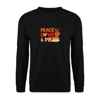 Peace Love Pumpkin Pie Turkey Funny Thanksgiving - Unisex Sweatshirt - black - Front - Alina (178cm) & Michal (187cm)