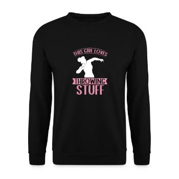 Kugelstoßen Werfen Leichtathletik - Unisex Pullover - Schwarz - Vorne - Alina (178cm) & Michal (187cm)