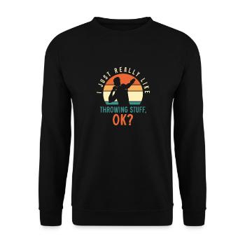 Kugelstoßen Werfen Leichtathletik - Unisex Pullover - Schwarz - Vorne - Alina (178cm) & Michal (187cm)