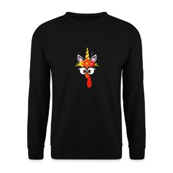 Cute Turkey Unicorn Face Funny Thanks - Unisex Sweatshirt - black - Front - Alina (178cm) & Michal (187cm)