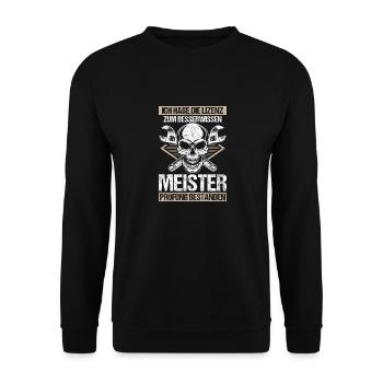 Meisterprüfung Geschenkidee Lizenz - Unisex Pullover - Schwarz - Vorne - Alina (178cm) & Michal (187cm)