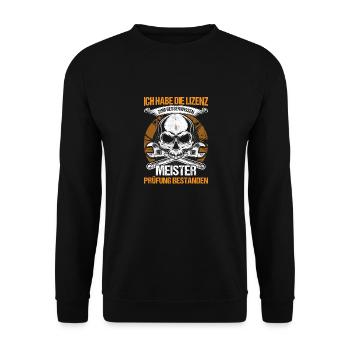 Meister Meisterprüfeng bestanden - Unisex Pullover - Schwarz - Vorne - Alina (178cm) & Michal (187cm)