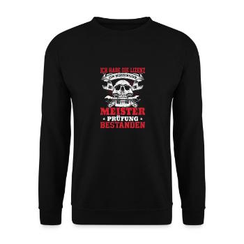 Lizenz Prüfung Meister Geschenkidee - Unisex Pullover - Schwarz - Vorne - Alina (178cm) & Michal (187cm)