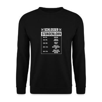 Schlosserei Schlosser Stundenlohn Geschenk - Unisex Pullover - Schwarz - Vorne - Alina (178cm) & Michal (187cm)