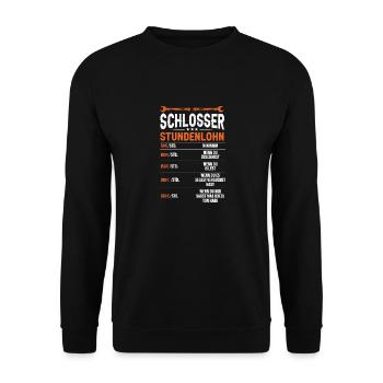Schlosser Stundenlohn - Unisex Pullover - Schwarz - Vorne - Alina (178cm) & Michal (187cm)