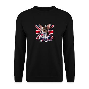 Chihuahua - Großbritannien England Flagge Farben - Unisex Pullover - Schwarz - Vorne - Alina (178cm) & Michal (187cm)