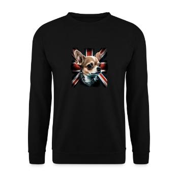 Chihuahua - Großbritannien England Flagge Farben - Unisex Pullover - Schwarz - Vorne - Alina (178cm) & Michal (187cm)