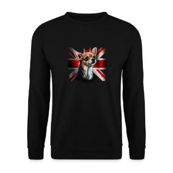 Chihuahua - Großbritannien England Flagge Farben - Unisex Pullover - Schwarz - Vorne - Alina (178cm) & Michal (187cm)
