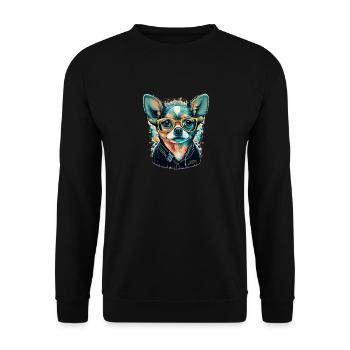 Chihuahua - Hipster Glasses Cool Dog Cute Modern - Unisex Sweatshirt - black - Front - Alina (178cm) & Michal (187cm)