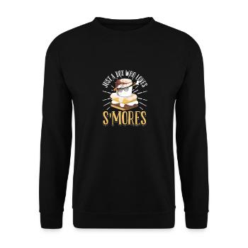 Just A Boy Who Loves Smores Men Dabbing Marshmallo - Unisex Pullover - Schwarz - Vorne - Alina (178cm) & Michal (187cm)