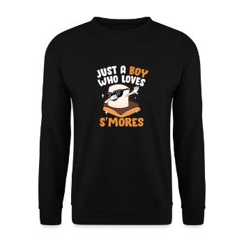 Men Dabbing Marshmallow Camper Just A Boy Who Love - Unisex Pullover - Schwarz - Vorne - Alina (178cm) & Michal (187cm)