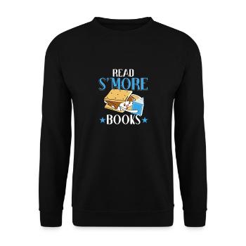 Read Smore Books Men Campfire Camping Camper - Unisex Sweatshirt - black - Front - Alina (178cm) & Michal (187cm)