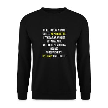 Tired Sleeping Saying English - Unisex Sweatshirt - black - Front - Alina (178cm) & Michal (187cm)