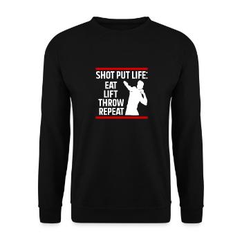 Kugelstoßen Werfen Leichtathletik - Unisex Pullover - Schwarz - Vorne - Alina (178cm) & Michal (187cm)