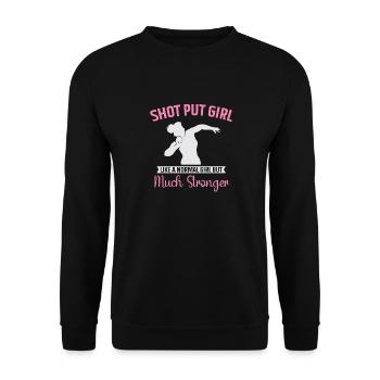 Kugelstoßen Werfen Leichtathletik - Unisex Pullover - Schwarz - Vorne - Alina (178cm) & Michal (187cm)