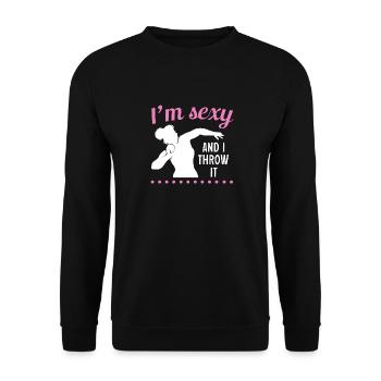 Kugelstoßen Werfen Leichtathletik - Unisex Pullover - Schwarz - Vorne - Alina (178cm) & Michal (187cm)