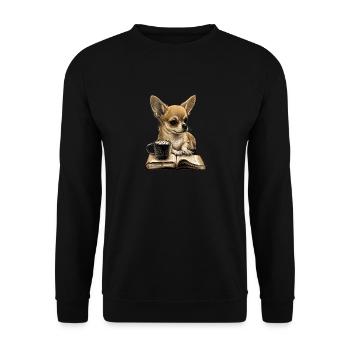 Chihuahua | Book | Coffee | Tea | Reading | - Unisex Sweatshirt - black - Front - Alina (178cm) & Michal (187cm)