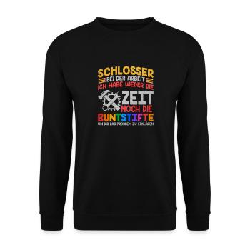 Schlosser bei der Arbeit Geschenkidee Schlosserei - Unisex Pullover - Schwarz - Vorne - Alina (178cm) & Michal (187cm)