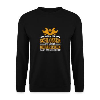 reparieren Schlosser Geschenkidee - Unisex Pullover - Schwarz - Vorne - Alina (178cm) & Michal (187cm)