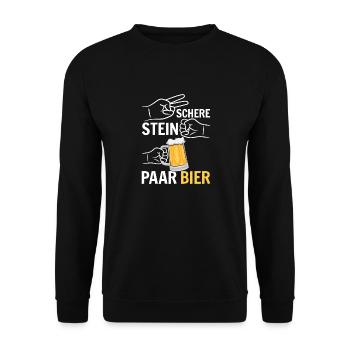 Schere, Stein, Paar, Bier - das perfekte Outfit - Unisex Pullover - Schwarz - Vorne - Alina (178cm) & Michal (187cm)