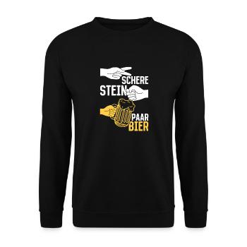 Schere, Stein, Paar, Bier - das perfekte Outfit - Unisex Pullover - Schwarz - Vorne - Alina (178cm) & Michal (187cm)