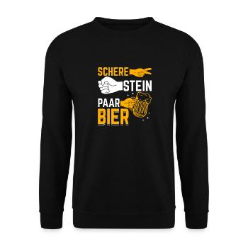 Schere, Stein, Paar, Bier - das perfekte Outfit - Unisex Pullover - Schwarz - Vorne - Alina (178cm) & Michal (187cm)