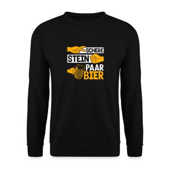 Schere, Stein, Paar, Bier - das perfekte Outfit - Unisex Pullover - Schwarz - Vorne - Alina (178cm) & Michal (187cm)