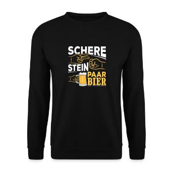 Schere, Stein, Paar, Bier - das perfekte Outfit - Unisex Pullover - Schwarz - Vorne - Alina (178cm) & Michal (187cm)