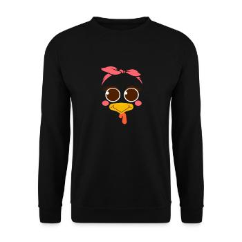 Cute Turkey Face Bow Funny Thanks - Unisex Sweatshirt - black - Front - Alina (178cm) & Michal (187cm)
