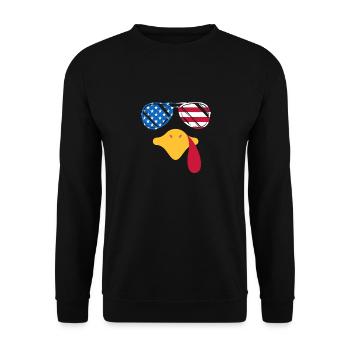 Cool Turkey Face Sunglasses American - Unisex Sweatshirt - black - Front - Alina (178cm) & Michal (187cm)