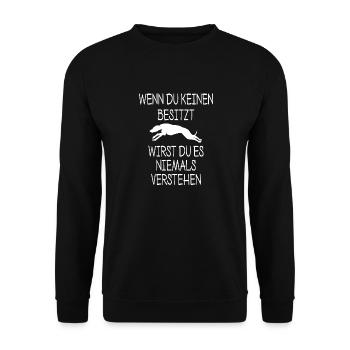 Whippet Spruch Hundehalter - Unisex Pullover - Schwarz - Vorne - Alina (178cm) & Michal (187cm)