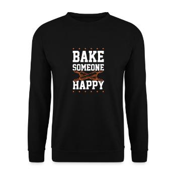 Bake someone Happy - Unisex Pullover - Schwarz - Vorne - Alina (178cm) & Michal (187cm)