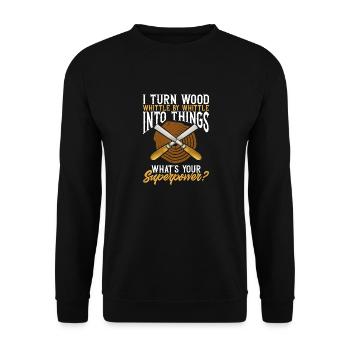 Holzbearbeitung Schnitzerei Schreiner - Unisex Pullover - Schwarz - Vorne - Alina (178cm) & Michal (187cm)
