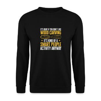 Holzbearbeitung Schnitzerei Schreiner - Unisex Pullover - Schwarz - Vorne - Alina (178cm) & Michal (187cm)
