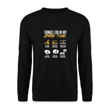Holzbearbeitung Schnitzerei Schreiner - Unisex Pullover - Schwarz - Vorne - Alina (178cm) & Michal (187cm)