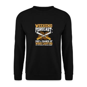Holzbearbeitung Schnitzerei Schreiner - Unisex Pullover - Schwarz - Vorne - Alina (178cm) & Michal (187cm)