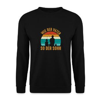 Wie der Vater so der Sohn Angeln - Unisex Pullover - Schwarz - Vorne - Alina (178cm) & Michal (187cm)