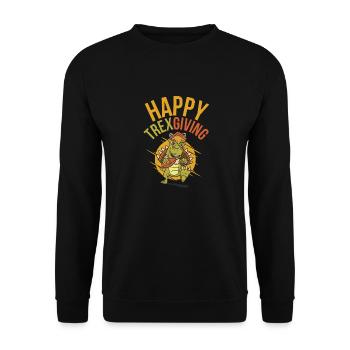 Happy Trexgiving Thanksgiving T Rex Dinosaur - Unisex Sweatshirt - black - Front - Alina (178cm) & Michal (187cm)