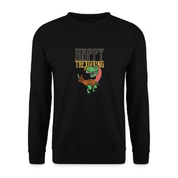 Happy Trexgiving Thanksgiving T Rex Dinosaur - Unisex Sweatshirt - black - Front - Alina (178cm) & Michal (187cm)