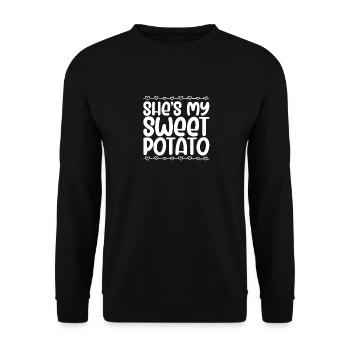 She's My Sweet Potato Funny Thanksgiving - Unisex Sweatshirt - black - Front - Alina (178cm) & Michal (187cm)