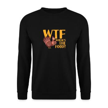 WTF Where's The Food Funny Thanksgiving Dinner - Unisex Pullover - Schwarz - Vorne - Alina (178cm) & Michal (187cm)