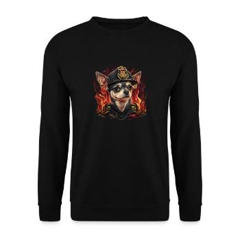 Chihuahua - Feuerwehrmann Feuerwehr Hund Männer - Unisex Pullover - Schwarz - Vorne - Alina (178cm) & Michal (187cm)