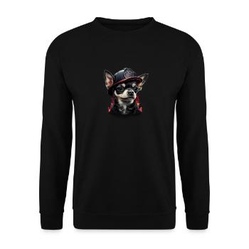 Chihuahua - Feuerwehrmann Feuerwehr Hund Männer - Unisex Pullover - Schwarz - Vorne - Alina (178cm) & Michal (187cm)